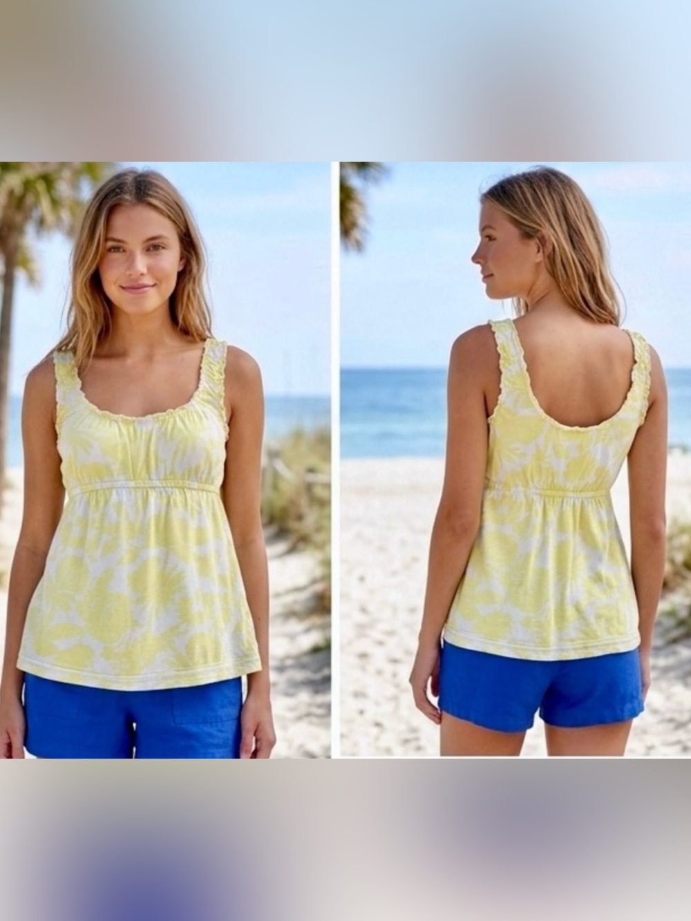 American Eagle, Sleeveless Yellow tie-dye Top tank, S, P2P :14”-15”. EUC